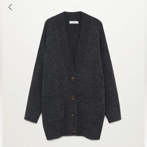MANGO Oversized button knit cardigan Dark gray